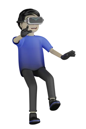 Homem Jogando Realidade Virtual 3D Illustration