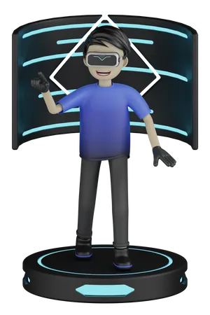 Homem Jogando Realidade Virtual 3D Illustration