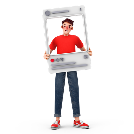 Homem disponível nas redes sociais  3D Illustration