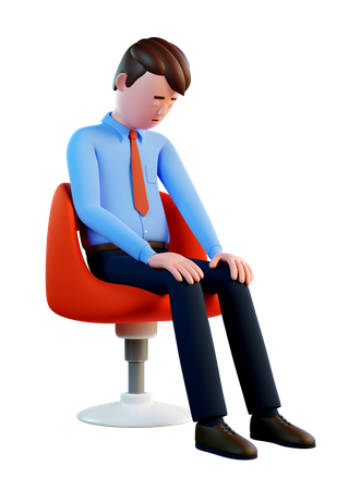 Homem dorme sentado em uma cadeira  3D Illustration