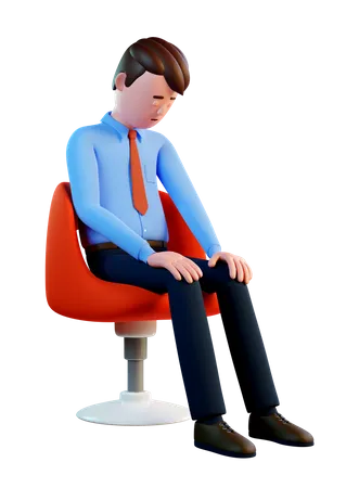 Homem dorme sentado em uma cadeira  3D Illustration