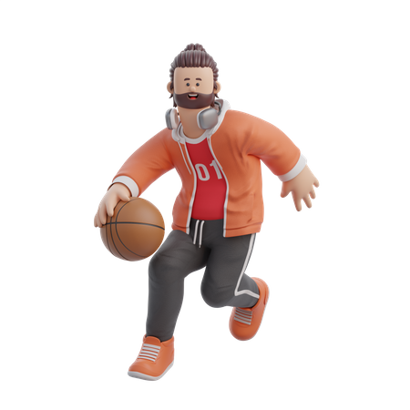 Homem driblando no basquete  3D Illustration