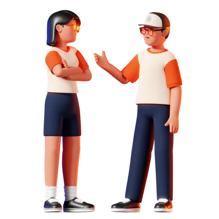 Homem e mulher conversando  3D Illustration