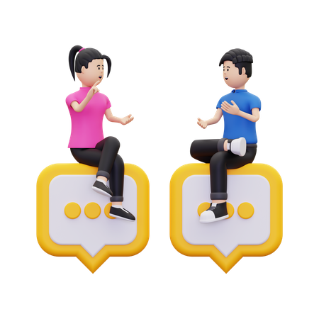 Homem e mulher estão conversando  3D Icon