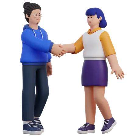 Homem e mulher fazendo aperto de mão  3D Icon
