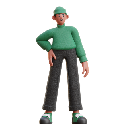 Homem em pé com uma mão na cintura  3D Illustration
