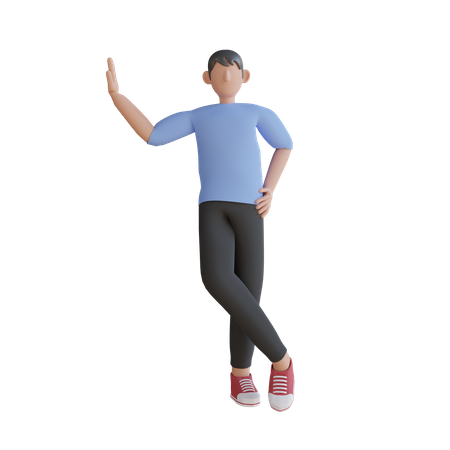 Homem em pé em pose magra  3D Illustration