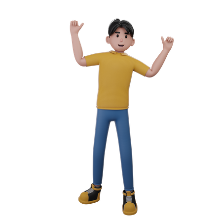 Homem em pose de celebração  3D Illustration