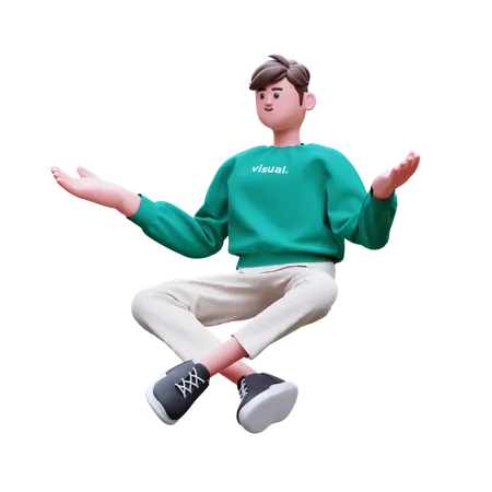 Homem em pose de ioga  3D Illustration