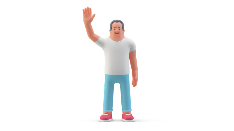 Homem em pose de saudação  3D Illustration