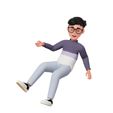 Homem em pose flutuante e sorridente  3D Illustration