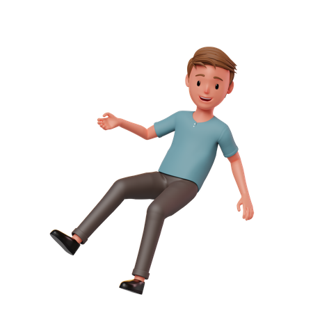 Homem em pose flutuante e sorridente  3D Illustration