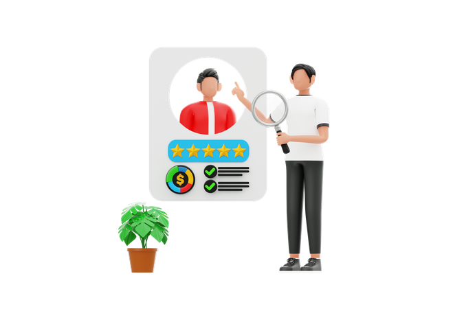 Homem encontra recurso para funcionários  3D Illustration
