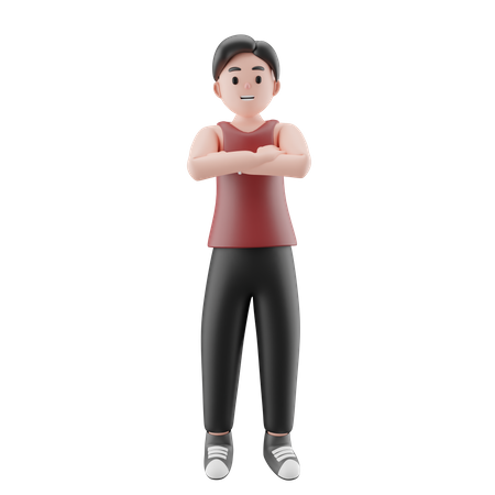 Homem esportivo em pé com confiança  3D Illustration
