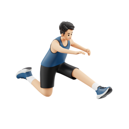 Homem de esportes saltando com barreiras  3D Illustration