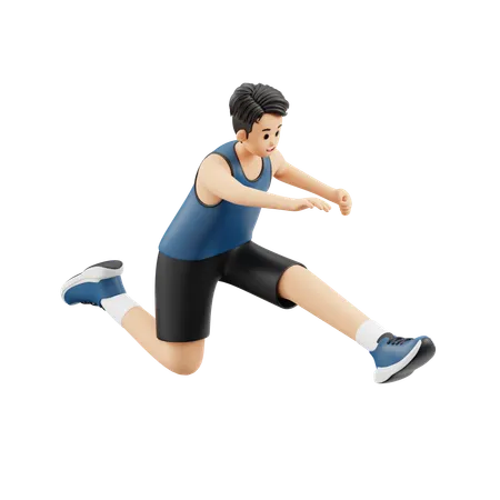 Homem de esportes saltando com barreiras  3D Illustration