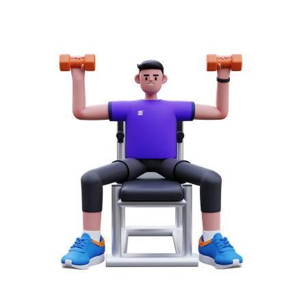 Homem está fazendo exercícios com halteres  3D Icon