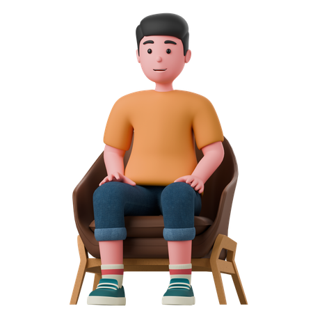 O homem está sentado em uma poltrona  3D Illustration