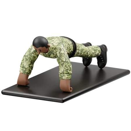 Homem do exército fazendo push up  3D Illustration