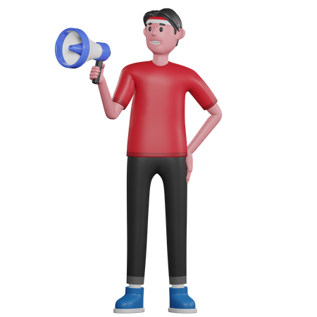 Homem falando com megafone  3D Illustration