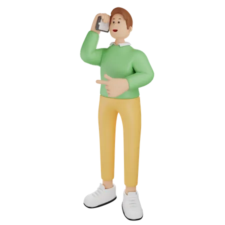 Homem falando no celular  3D Illustration