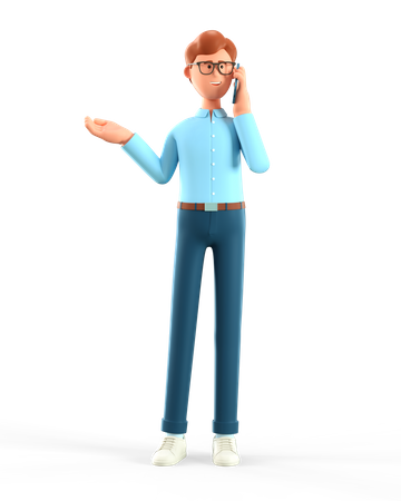 Homem falando no smartphone  3D Illustration