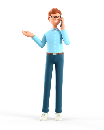 Homem falando no smartphone  3D Illustration