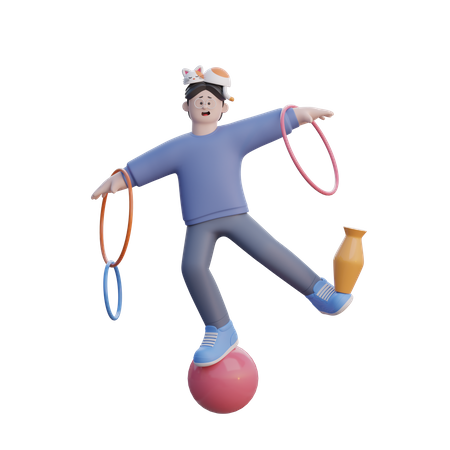 Homem fazendo acrobata  3D Illustration