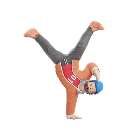 Homem fazendo Breakdance  3D Illustration