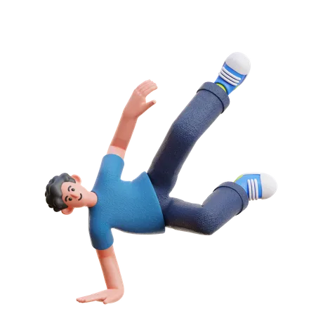Homem fazendo breakdance  3D Illustration