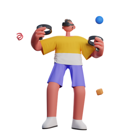 Homem fazendo compras no metaverso  3D Illustration