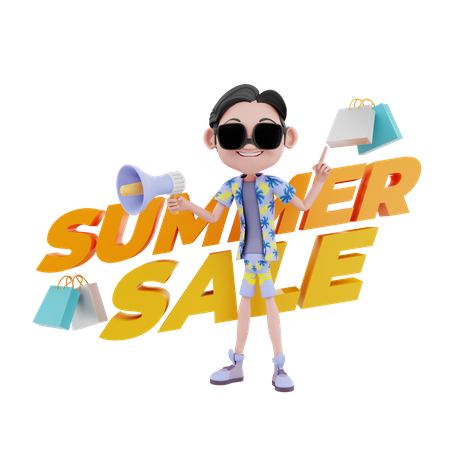 Homem fazendo marketing de venda de compras  3D Illustration