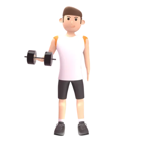 Homem fazendo exercício com halteres  3D Illustration