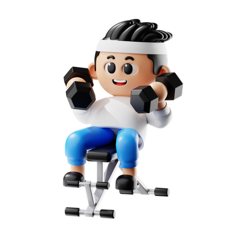 Homem fazendo exercício no banco  3D Icon