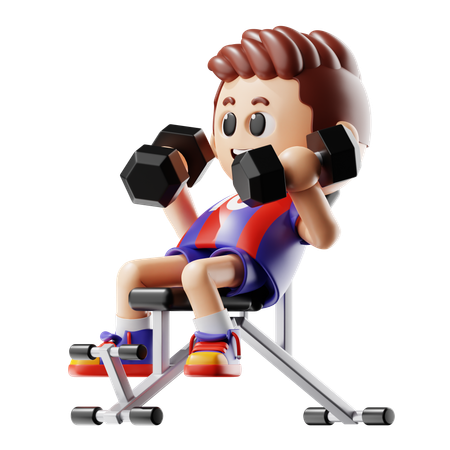 Homem fazendo exercício no banco  3D Icon