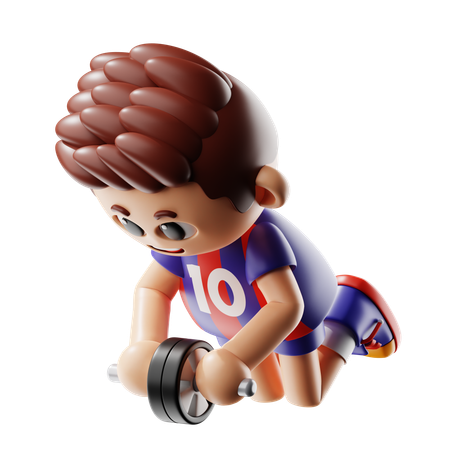 Homem fazendo exercícios com rolo de roda  3D Icon