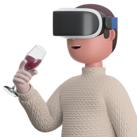 Homem fazendo festa virtual  3D Illustration