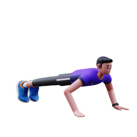 Homem fazendo flexões  3D Illustration