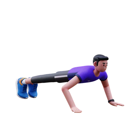 Homem fazendo flexões  3D Illustration