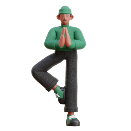 Homem fazendo ioga  3D Illustration