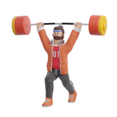 Homem fazendo levantamento de peso  3D Illustration