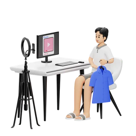 Homem fazendo marketing digital  3D Illustration