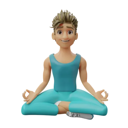 Homem fazendo meditação  3D Illustration