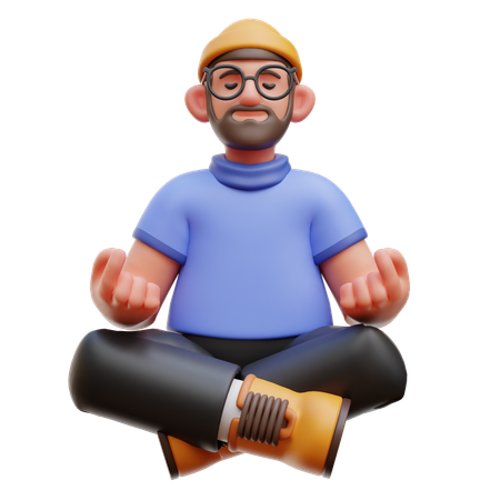 Homem fazendo meditação  3D Illustration