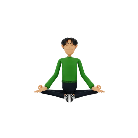 Homem fazendo meditação  3D Illustration