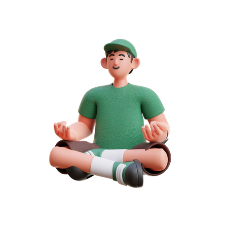 Homem fazendo meditação  3D Illustration