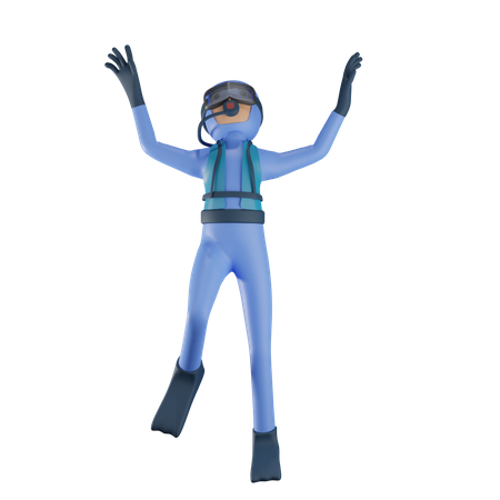 Homem fazendo mergulho  3D Illustration
