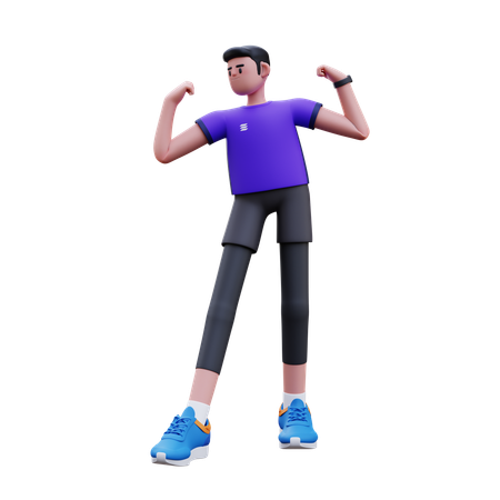 Homem fazendo pose de músculo  3D Icon