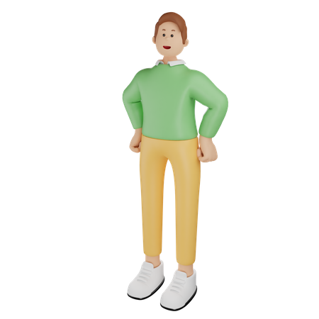 Homem fazendo postura de herói  3D Illustration