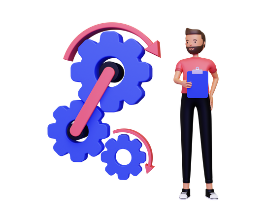 Homem fazendo processo com notas  3D Icon